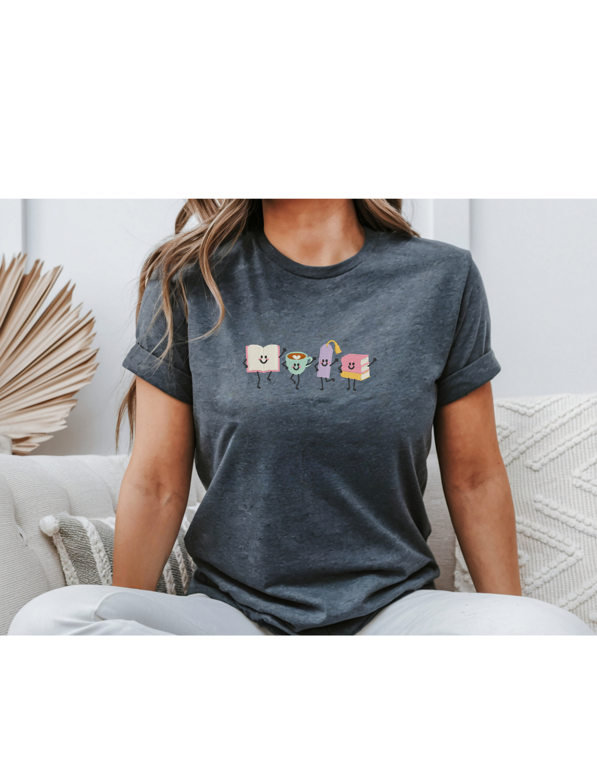 Book Besties Embroidered Shirt | Cute Reading Coffee Gildan Tee | Custom Shirt Color