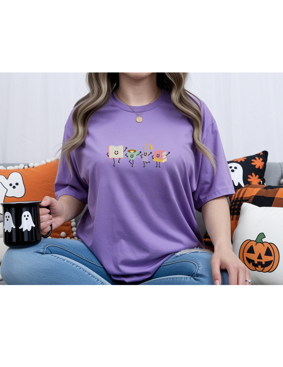 Book Besties Embroidered Shirt | Cute Reading Coffee Gildan Tee | Custom Shirt Color