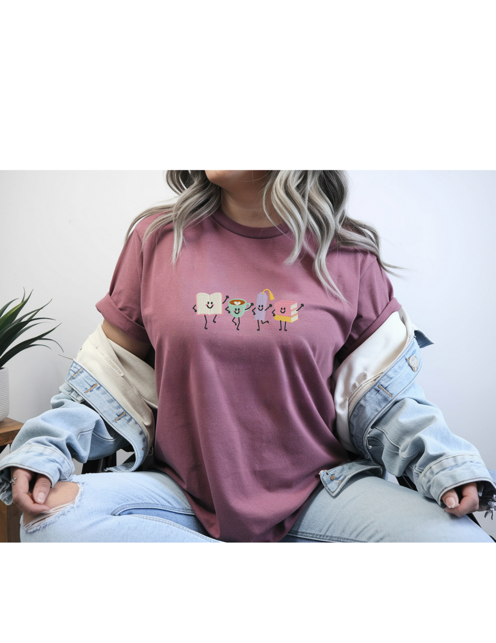Book Besties Embroidered Shirt | Cute Reading Coffee Gildan Tee | Custom Shirt Color