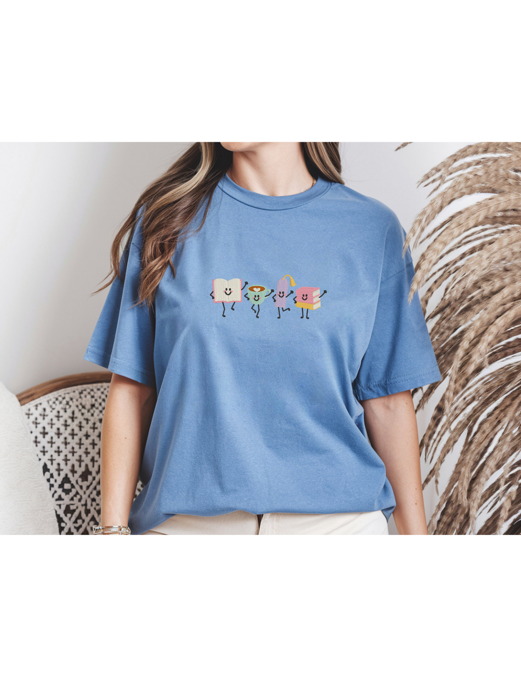 Book Besties Embroidered Shirt | Cute Reading Coffee Gildan Tee | Custom Shirt Color