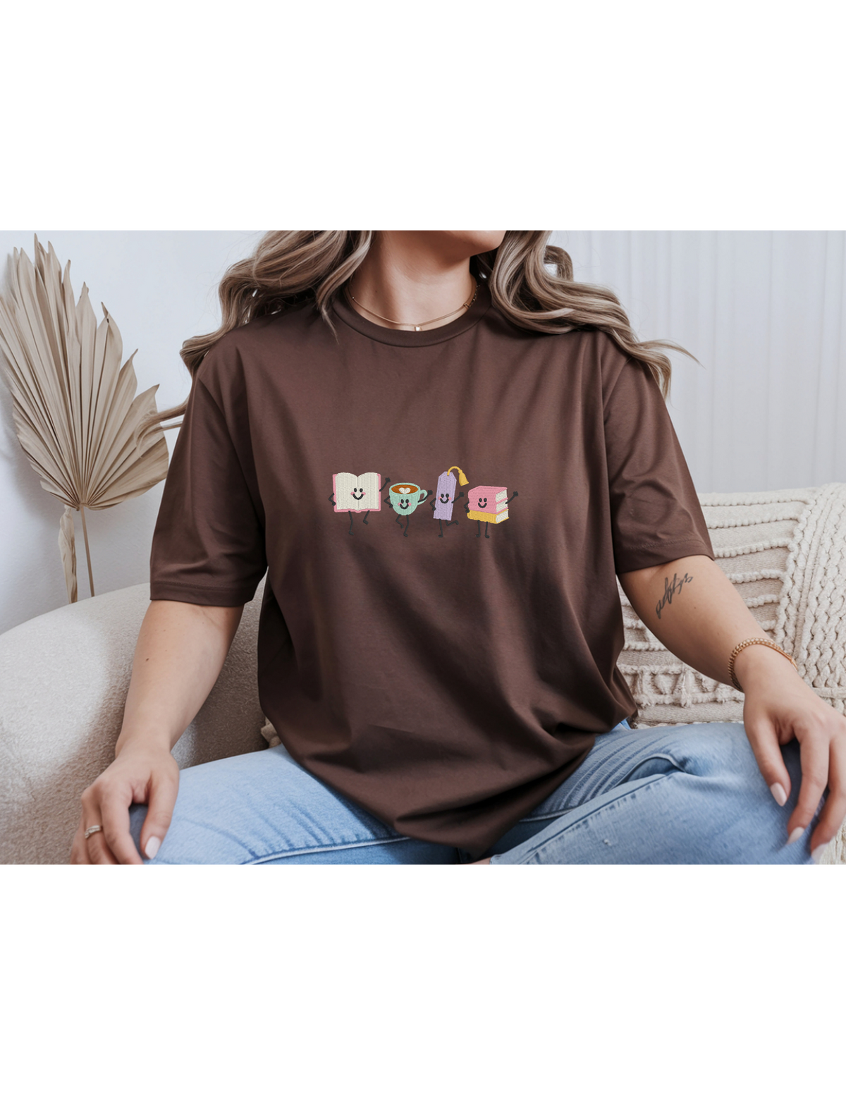 Book Besties Embroidered Shirt | Cute Reading Coffee Gildan Tee | Custom Shirt Color