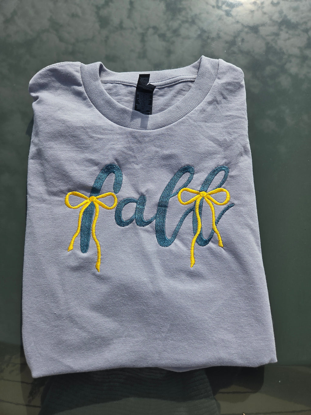 Fall Bow Embroidered T-Shirt Gildan