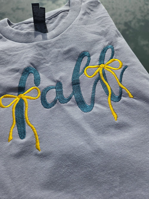 Fall Bow Embroidered T-Shirt Gildan