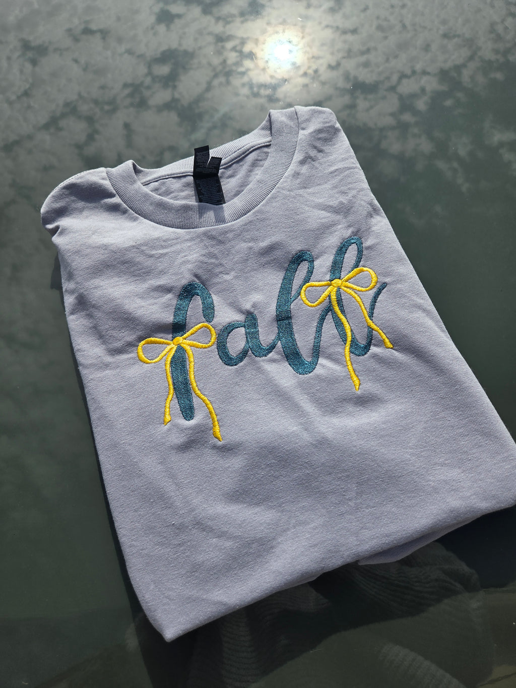 Fall Bow Embroidered T-Shirt Gildan