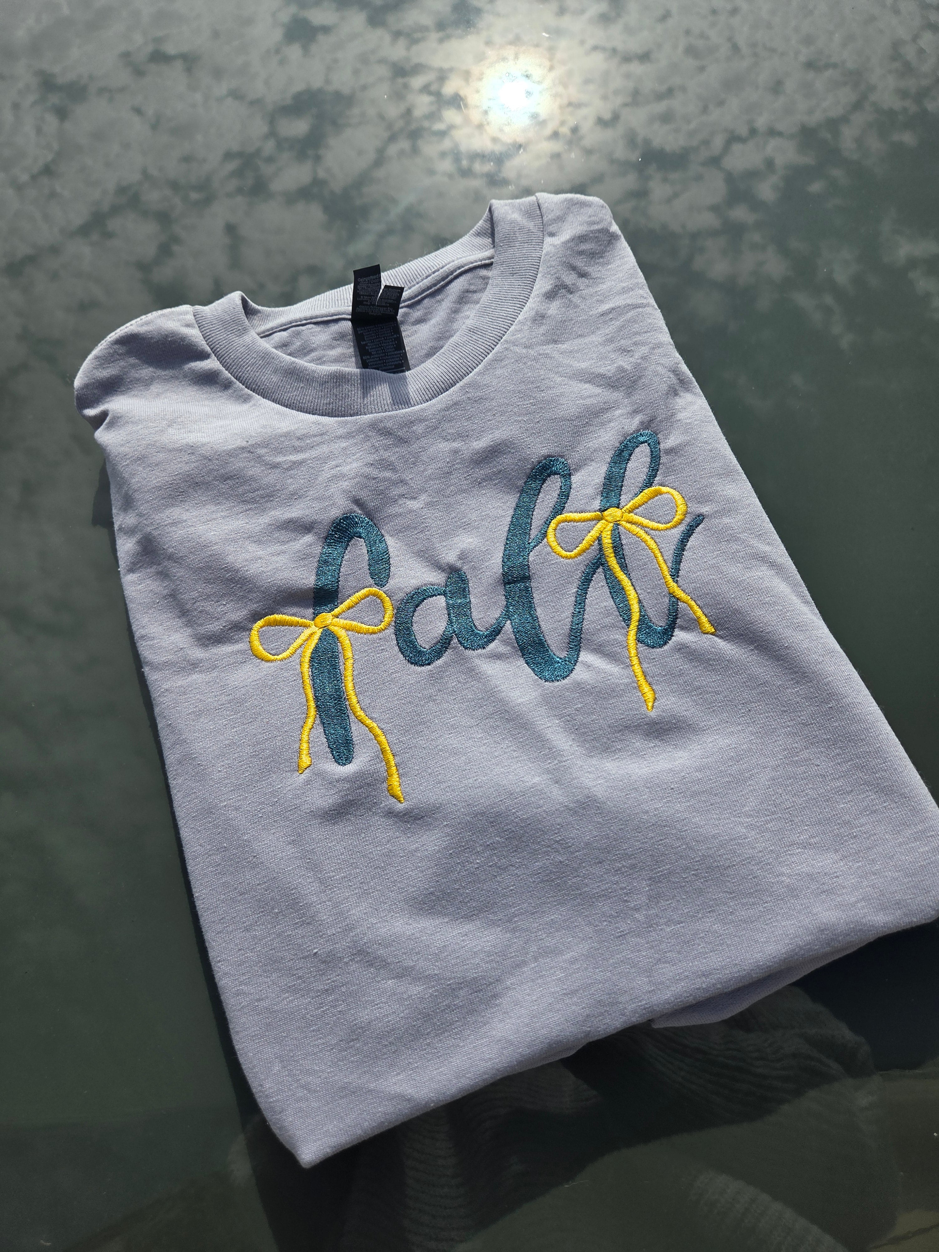 Fall Bow Embroidered T-Shirt Gildan