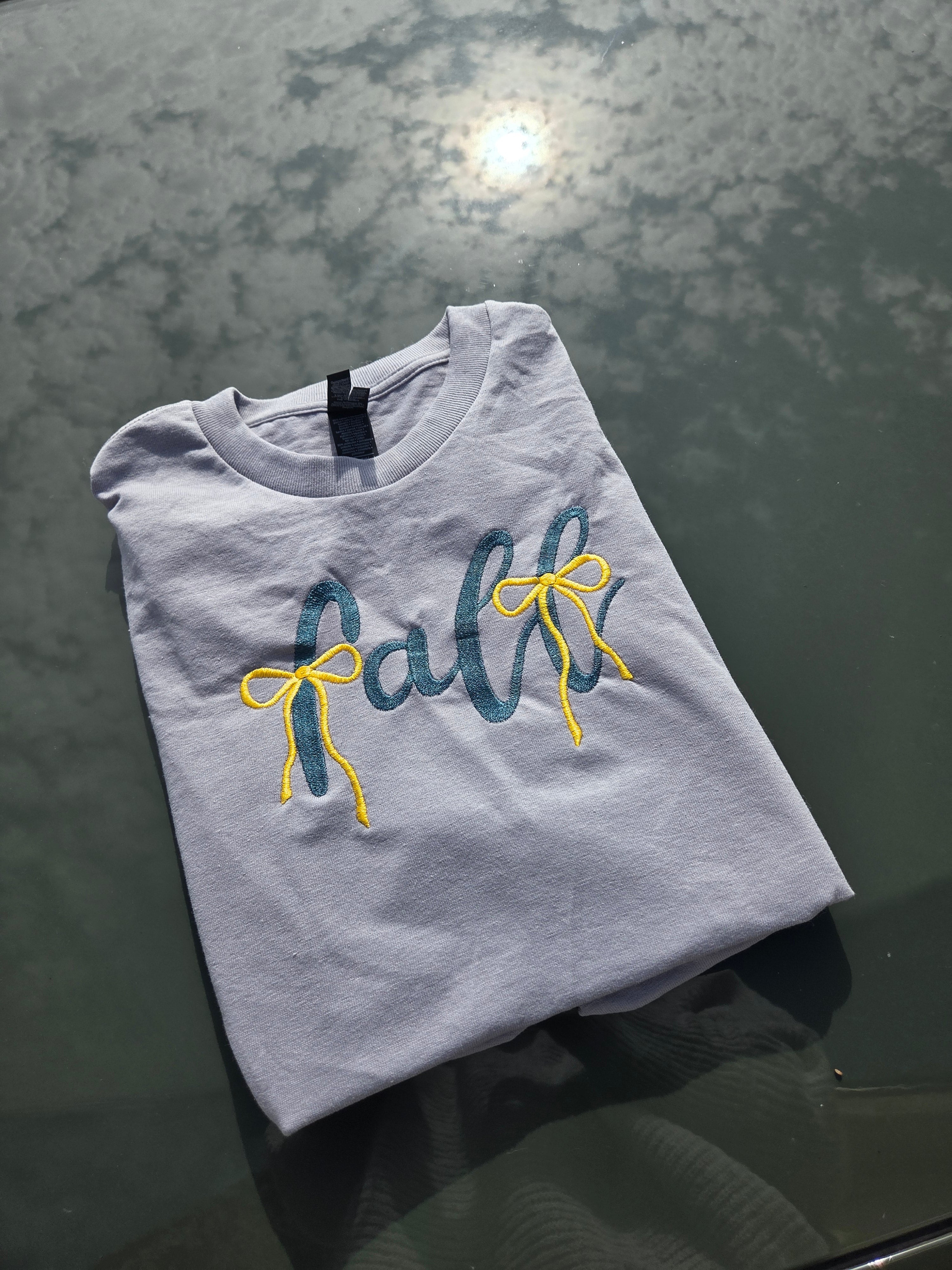 Fall Bow Embroidered T-Shirt Gildan