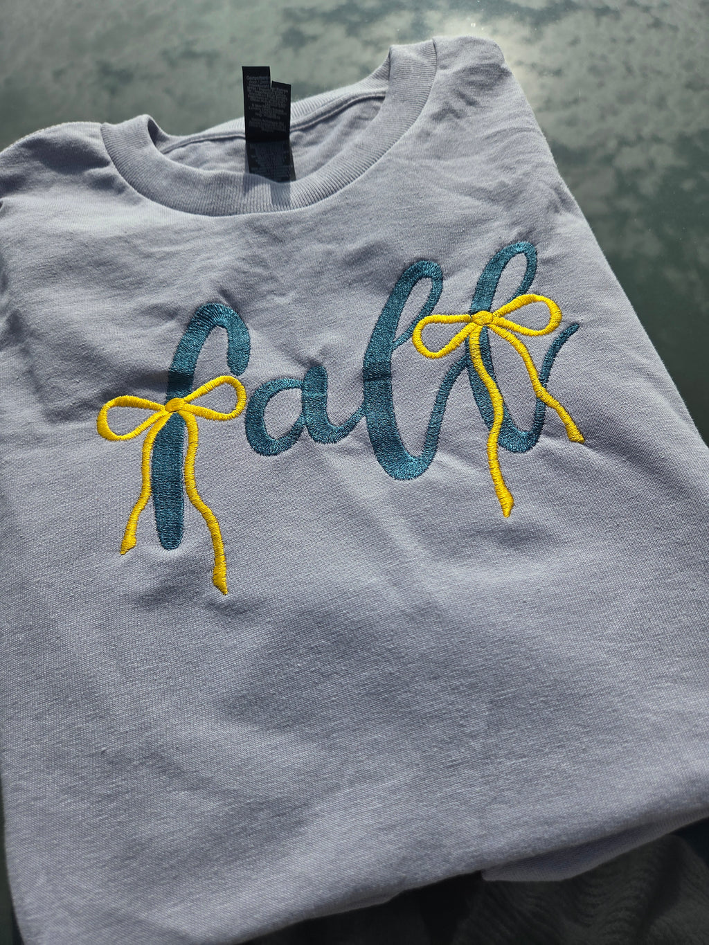 Fall Bow Embroidered T-Shirt Gildan