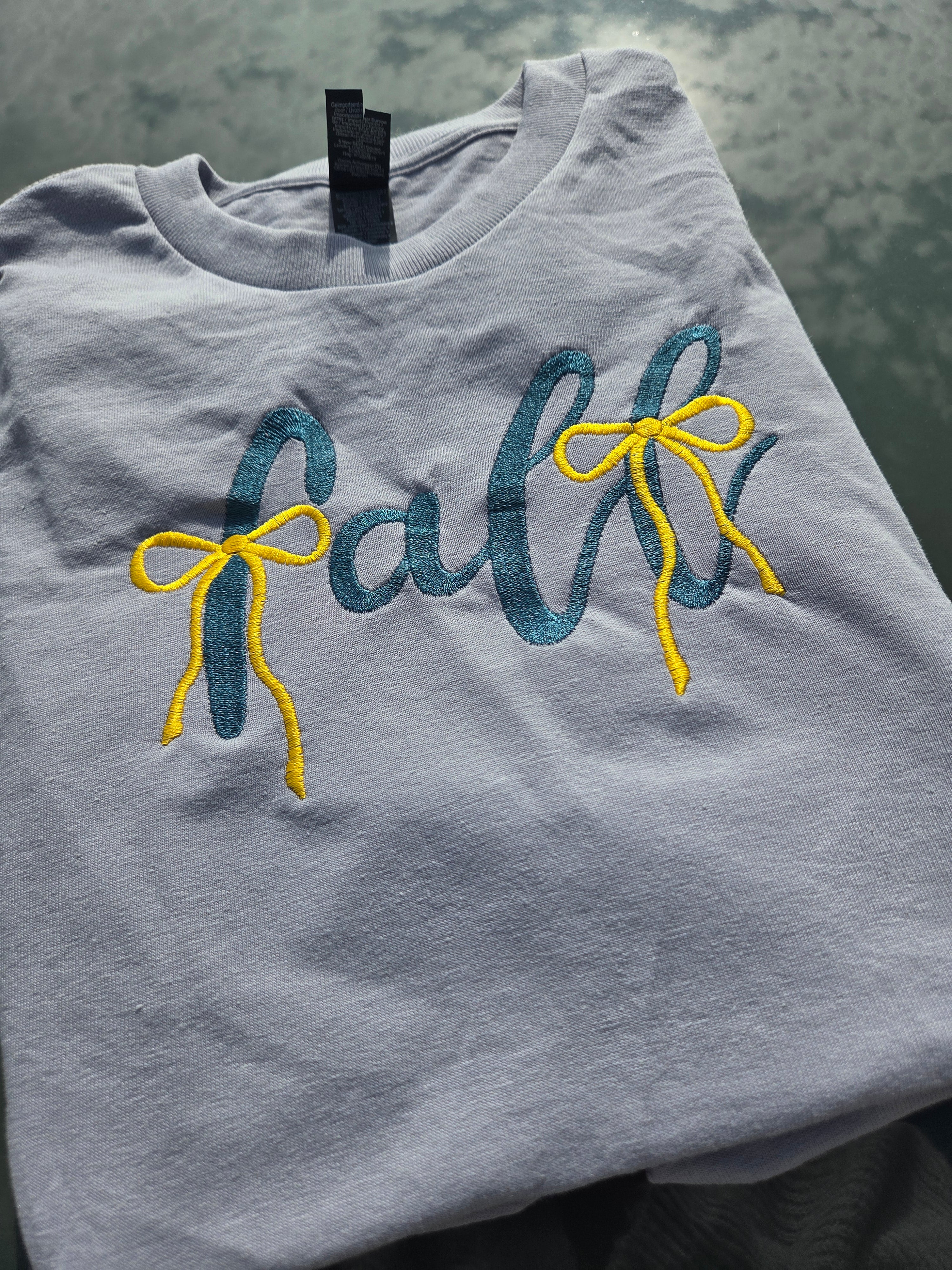 Fall Bow Embroidered T-Shirt Gildan