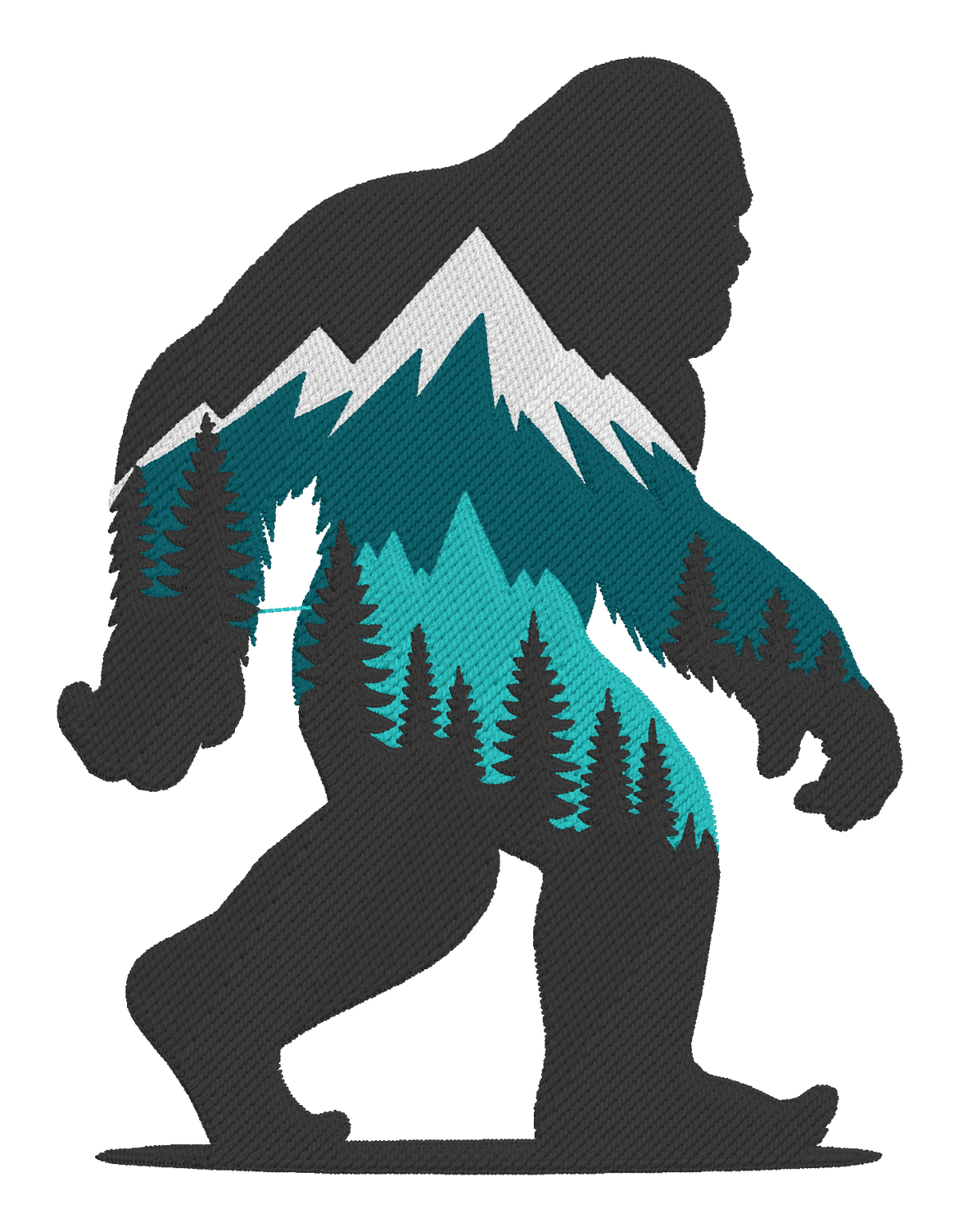 Bigfoot Mountain Embroidered Shirt | Sasquatch Forest Gildan Tee | Custom Shirt Color