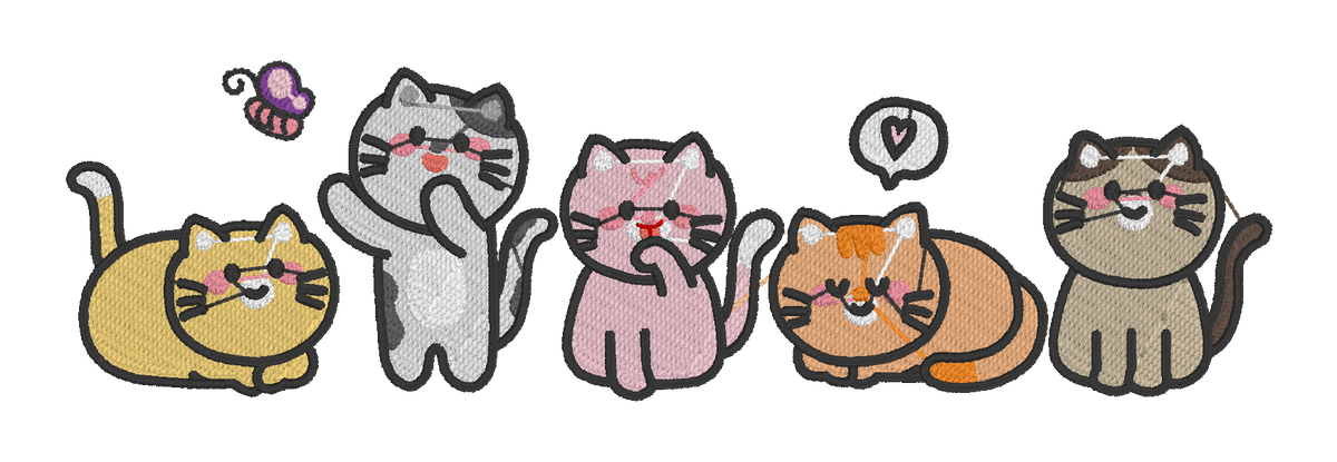 Cute Cat Lineup Embroidered Shirt | Cat Lover Gildan Tee | Custom Shirt Color