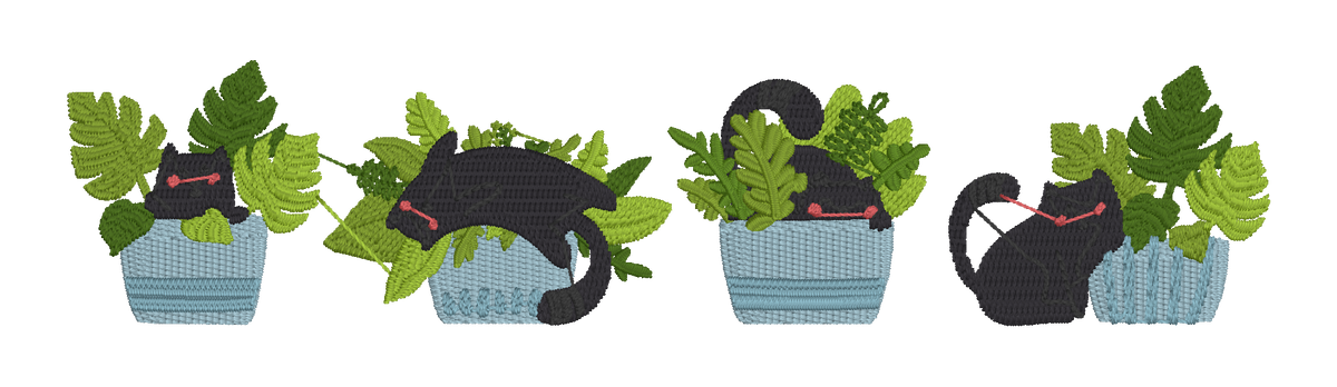 Cat in Houseplants Embroidered Shirt | Plant Lover Cat Gildan Tee | Custom Shirt Color