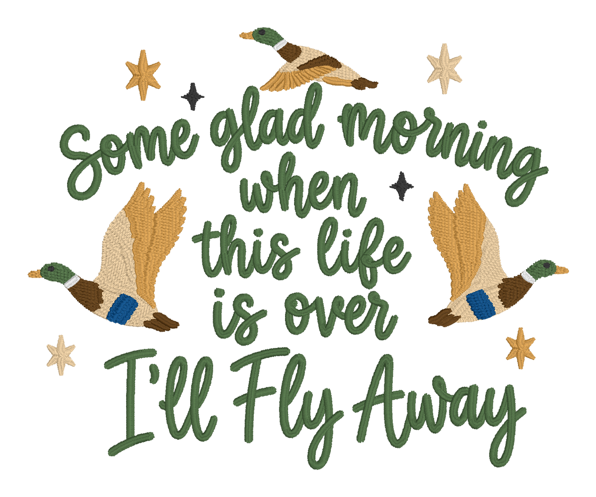I’ll Fly Away Embroidered Shirt | Christian Hymn Duck Gildan Tee | Custom Shirt Color