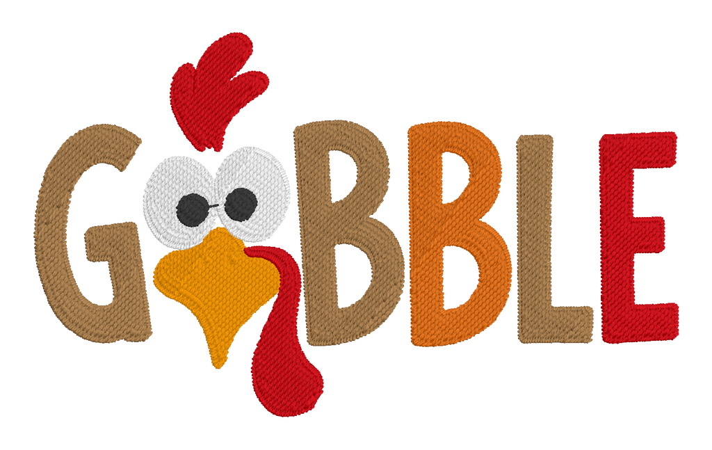 Gobble Turkey Embroidered Shirt | Funny Thanksgiving Gildan Tee | Custom Shirt Color