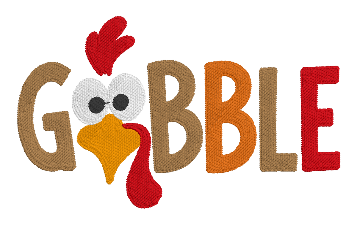 Gobble Turkey Embroidered Shirt | Funny Thanksgiving Gildan Tee | Custom Shirt Color