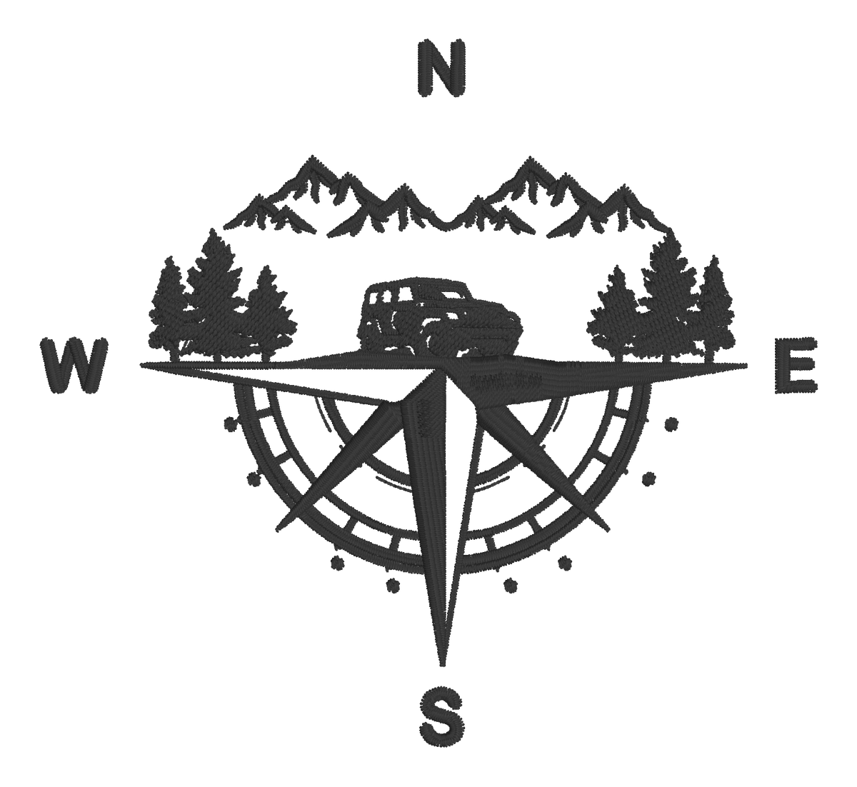 Off Road Adventure Embroidered Shirt | Mountain Compass 4x4 Gildan Tee | Custom Shirt Color