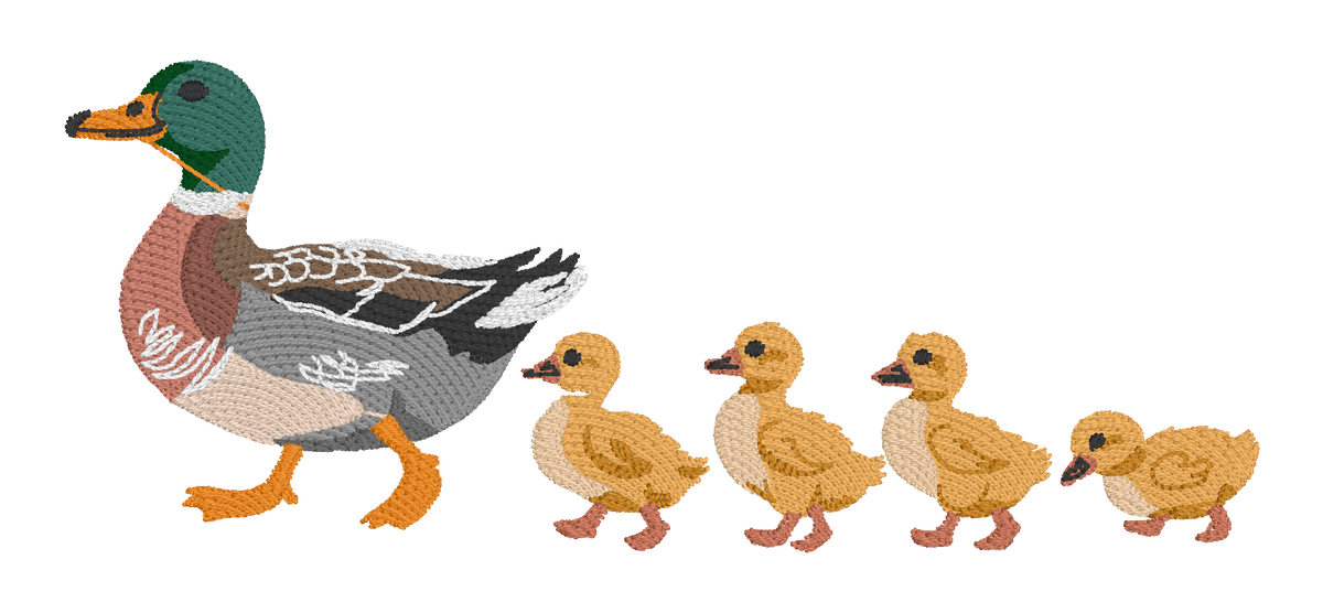 Mallard Duck & Ducklings Embroidered Shirt | Duck Hunting Gildan Tee | Custom Shirt Color