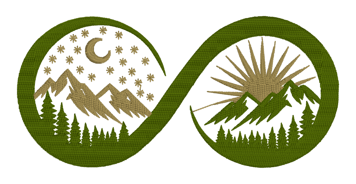 Day & Night Mountain Embroidered Shirt | Nature Adventure Gildan Tee | Custom Shirt Color