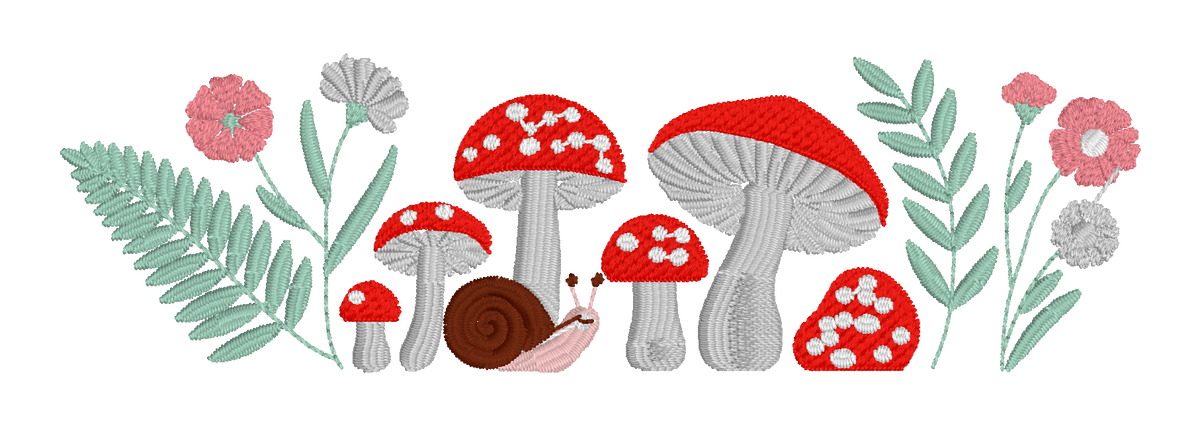 Whimsical Mushroom Garden Embroidered Shirt | Snail & Wildflower Gildan Tee | Custom Shirt Color