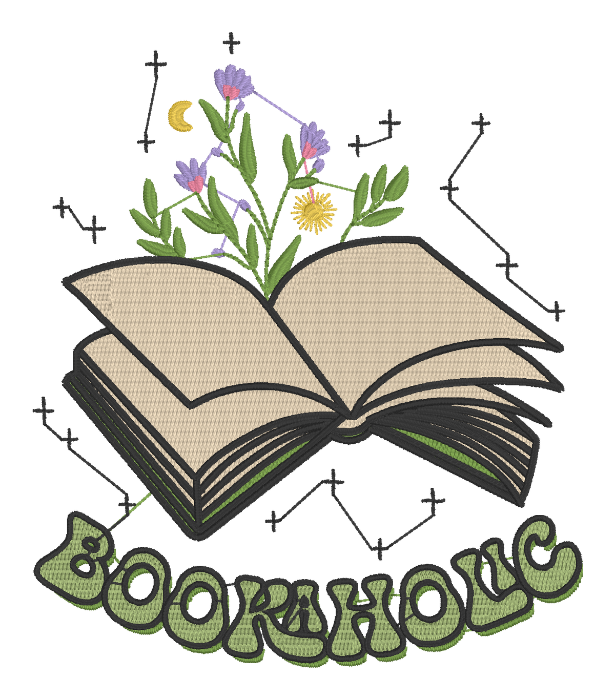 Bookholic Embroidered Shirt | Floral Open Book Reader Gildan Tee | Custom Shirt Color