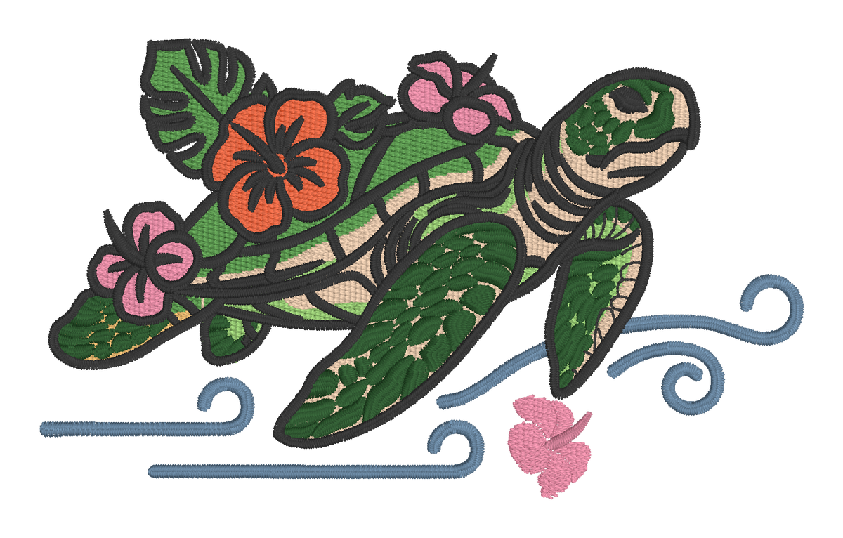 Tropical Sea Turtle Embroidered Shirt | Floral Ocean Gildan Tee | Custom Shirt Color