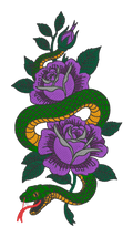Snake & Roses Embroidered Shirt | Floral Serpent Gildan Tee | Custom Shirt Color