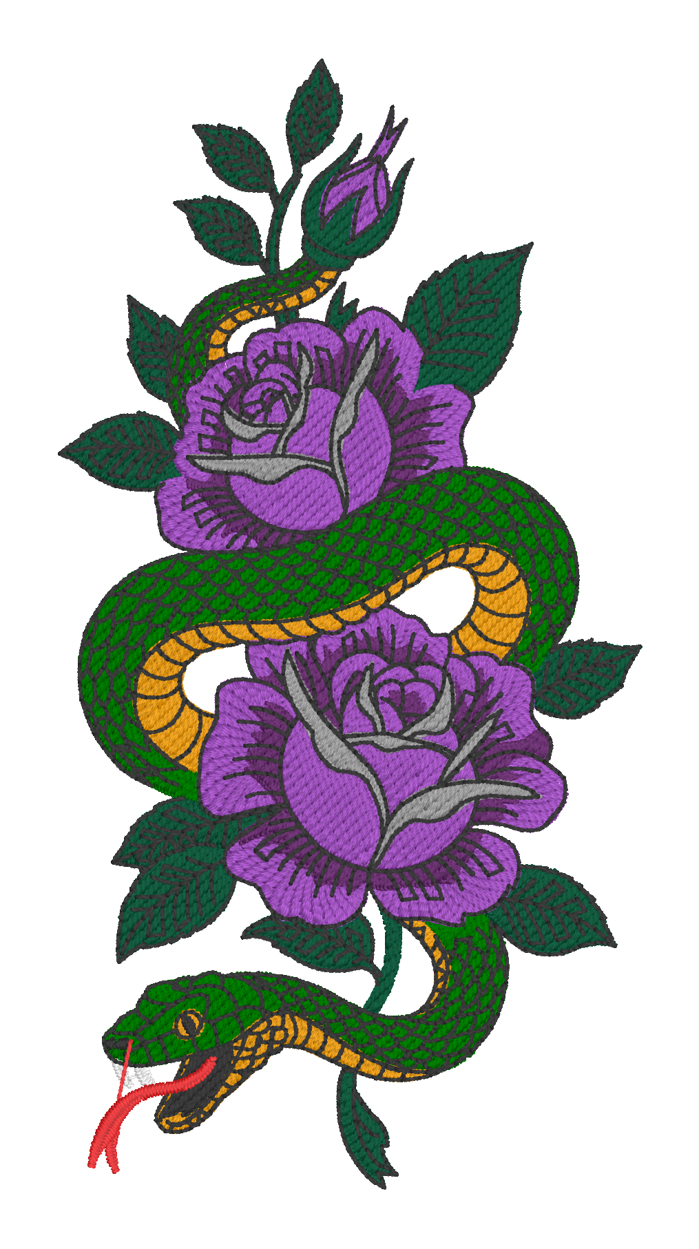 Snake & Roses Embroidered Shirt | Floral Serpent Gildan Tee | Custom Shirt Color