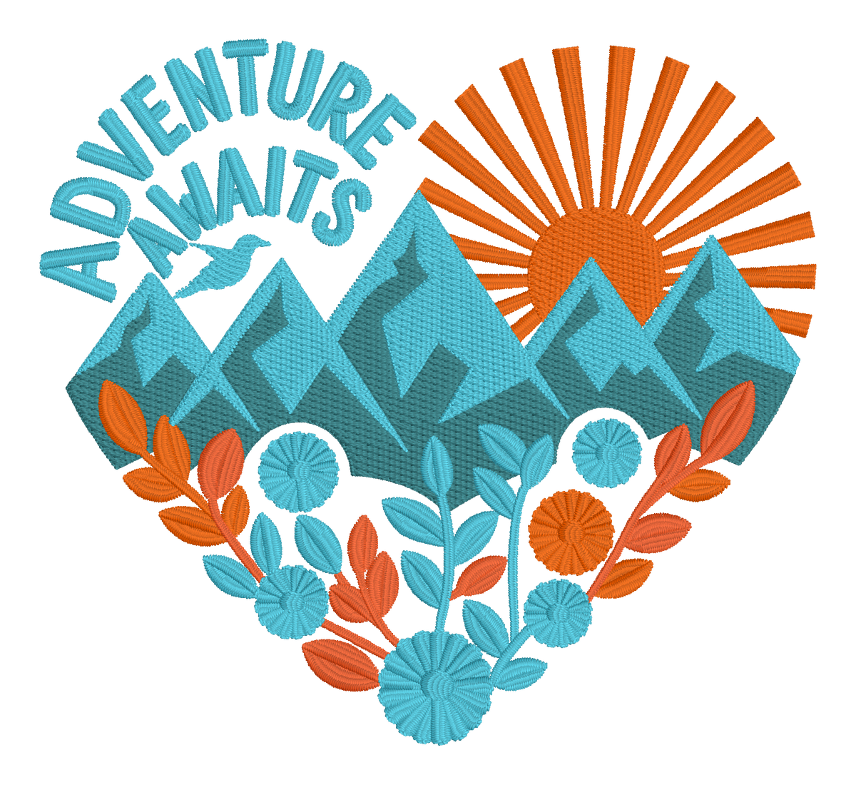 Adventure Awaits Embroidered Shirt | Mountain Sunrise Floral Gildan Tee | Custom Shirt Color