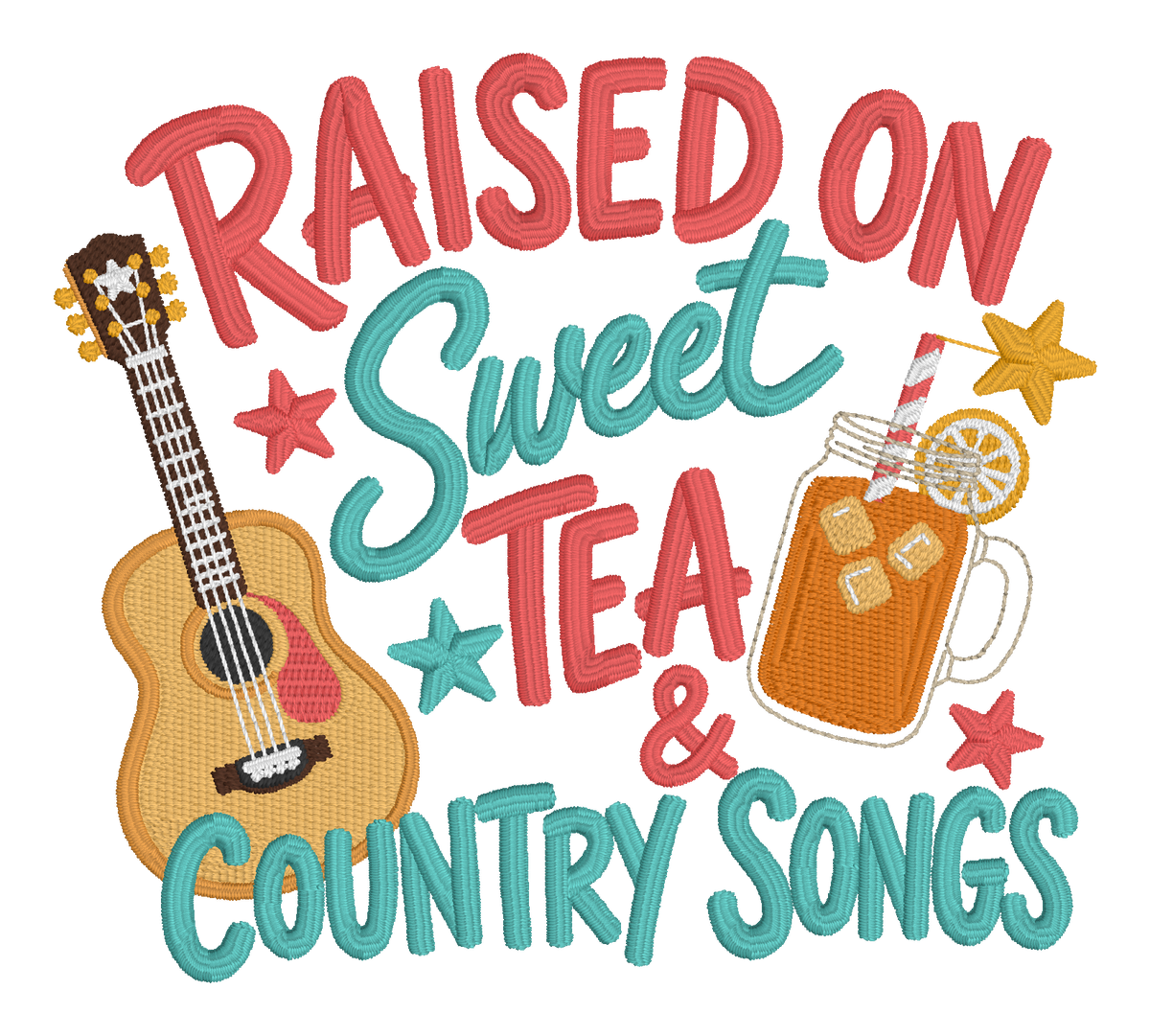Raised on Sweet Tea & Country Songs Embroidered Shirt | Southern Gildan Tee | Custom Shirt Color