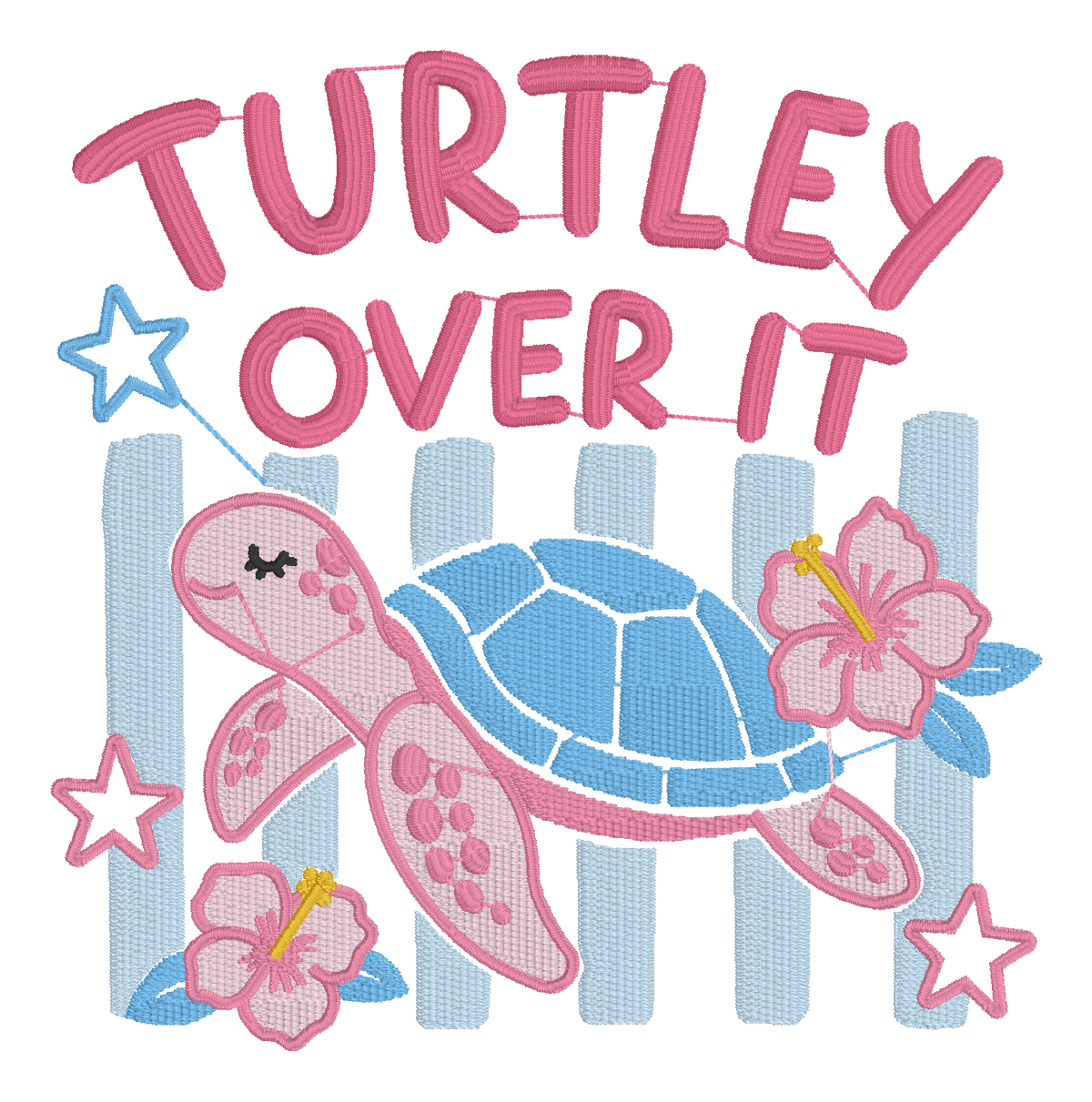 Turtley Over It Embroidered Shirt | Cute Sea Turtle Gildan Tee | Custom Shirt Color