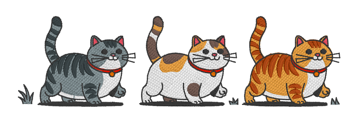 Three Walking Cats Embroidered Shirt | Cat Lover Gildan Tee | Custom Shirt Color